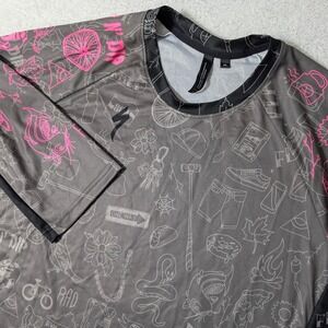 Specialized Enduro Sport 3/4 Jersey Men XL Gray Pink Rip N Dip Doodle Print